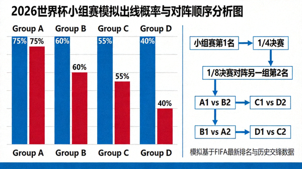 2026世界杯小组赛模拟出线概率与对阵顺序分析图